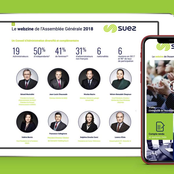 Agence web paris, présentation du conseil d'administration de Suez dans le Webzine digital